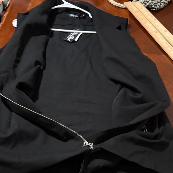 NWT Black Sleeveless moto style Vest with Silver Zippers made in USA L - Picture 7 of 10